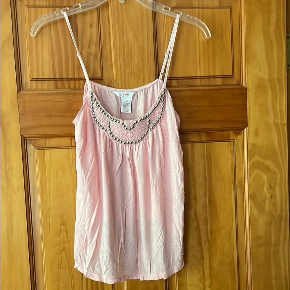 Candie’s Pink Beaded Sleeveless Camisole Sz M